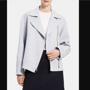 Theory Oversized Moto Jacket in Double-Face Wool-Cashmere
